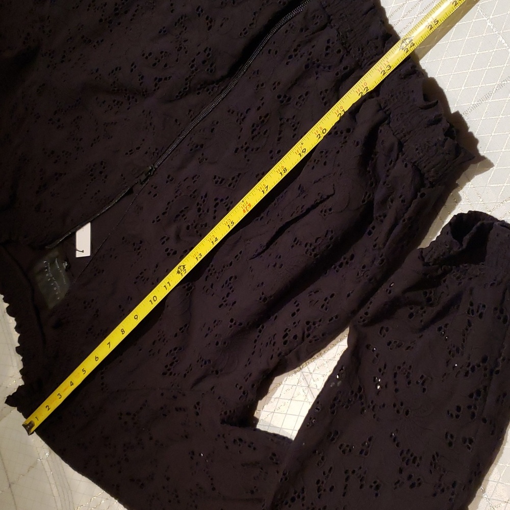 Sanctuary New IN BLOOM Eyelet Bomber Zip-Up Jacket XL Womens Topper Cotton BLACK - Picture 13 of 16